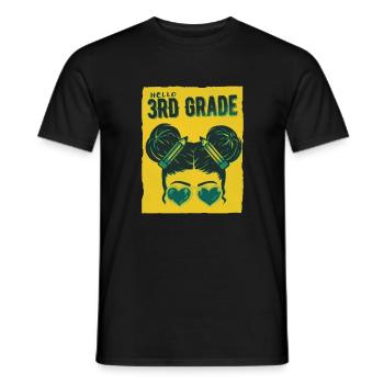 Hello 3rd Grade Messy Bun Girls Cute Heart Back - Men's T-Shirt - black - Front - AI Model Male 178 light (178cm)