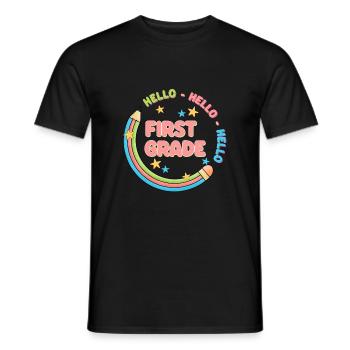 Hallo 1. Klasse Zurück zur Schule Erster Tag - Männer T-Shirt - Schwarz - Vorne - AI Model Male 178 light (178cm)