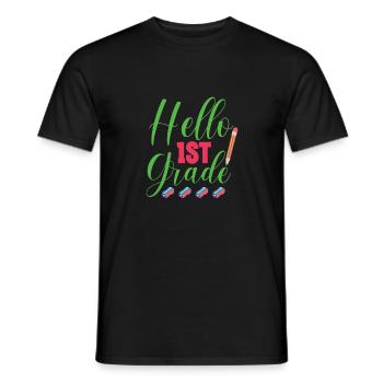 Hallo 1. Klasse Zurück zur Schule Erster Tag - Männer T-Shirt - Schwarz - Vorne - AI Model Male 178 light (178cm)
