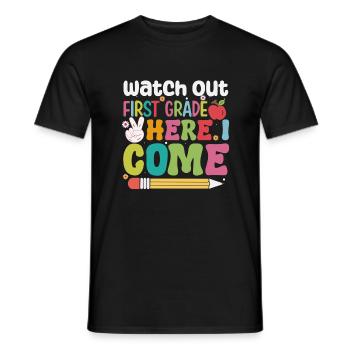 Hallo 1. Klasse Zurück zur Schule Erster Tag - Männer T-Shirt - Schwarz - Vorne - AI Model Male 178 light (178cm)