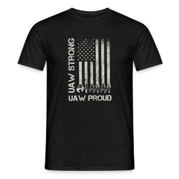 UAW Strong UAW Proud Union Pride UAW Laborer - Men's T-Shirt - black - Front - AI Model Male 178 light (178cm)