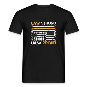 UAW Strong UAW Proud Union Pride UAW Laborer - Men's T-Shirt - black - Front - AI Model Male 178 light (178cm)