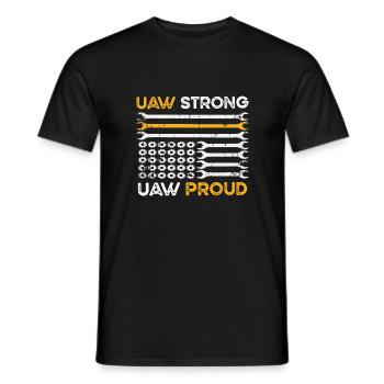UAW Strong UAW Proud Union Pride UAW Laborer - Men's T-Shirt - black - Front - AI Model Male 178 light (178cm)