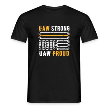 UAW Strong UAW Proud Union Pride UAW Laborer - Men's T-Shirt - black - Front - AI Model Male 178 light (178cm)