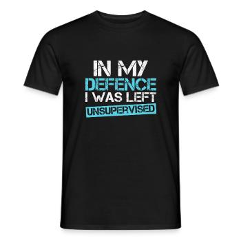 Cool Funny Tee Pour ma défense, j’ai été laissé - T-shirt homme - noir - Devant - AI Model Male 178 light (178cm)