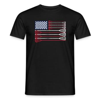 Vintage Flag > US Flag with Lacrosse Bats - Männer T-Shirt - Schwarz - Vorne - AI Model Male 178 light (178cm)