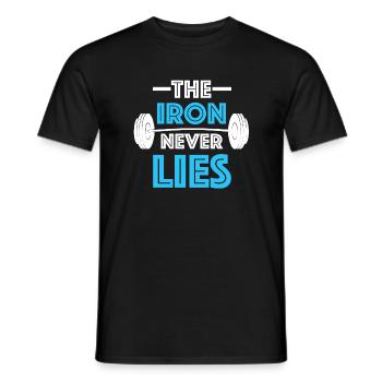 The iron never lies | Fitness, Dumbbell, Gym - Men's T-Shirt - black - Front - AI Model Male 178 light (178cm)