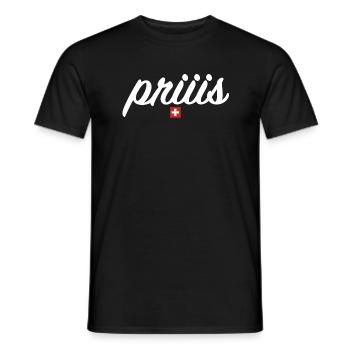 priis | Schnupftabak, schnupfen, Schweiz, Dialekt - Männer T-Shirt - Schwarz - Vorne - AI Model Male 178 light (178cm)