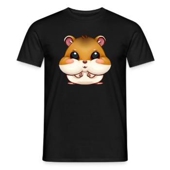 Cute hamster hamster cheeks - Men's T-Shirt - black - Front - AI Model Male 178 light (178cm)