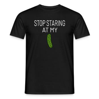 Humour Homme Concombre Arrête de regarder mon cornichon - T-shirt homme - noir - Devant - AI Model Male 178 light (178cm)