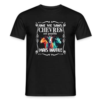 Sans chèvres, tout est inutile mes chèvres - T-shirt homme - noir - Devant - AI Model Male 178 light (178cm)