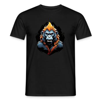 angry baboon with long teeth - Men's T-Shirt - black - Front - AI Model Male 178 light (178cm)