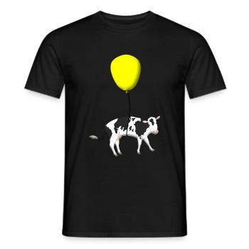 Eine Kuh hängt an einem Ballon - Männer T-Shirt - Schwarz - Vorne - AI Model Male 178 light (178cm)