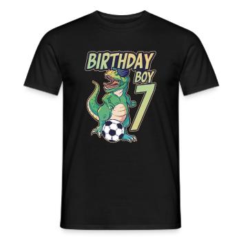 7. Geburtstag Junge Dinosaurier Fußball 7 Jahre - Männer T-Shirt - Schwarz - Vorne - AI Model Male 178 light (178cm)