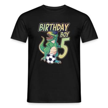 5. Geburtstag Junge Dinosaurier Fußball 5 Jahre - Männer T-Shirt - Schwarz - Vorne - AI Model Male 178 light (178cm)