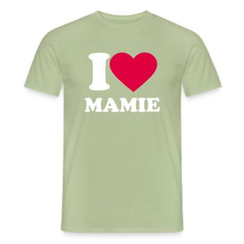 I love mamie - T-shirt homme - vert sauge - Devant - AI Model Male 178 light (178cm)
