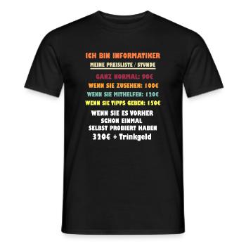 Ich bin Informatiker Preisliste - Männer T-Shirt - Schwarz - Vorne - AI Model Male 178 light (178cm)