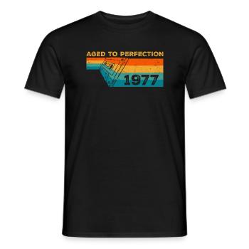 Jahrgang 1977 - Retro 1977 Geburtstagsgeschenk - Männer T-Shirt - Schwarz - Vorne - AI Model Male 178 light (178cm)
