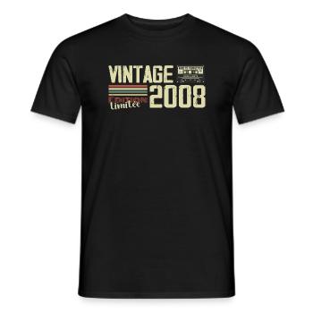 2008 Vintage Rétro Cadeau D'anniversaire 2008 - T-shirt homme - noir - Devant - AI Model Male 178 light (178cm)