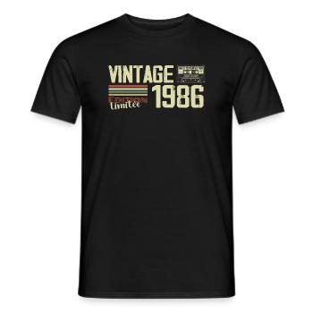1986 Vintage Rétro Cadeau D'anniversaire 1986 - T-shirt homme - noir - Devant - AI Model Male 178 light (178cm)