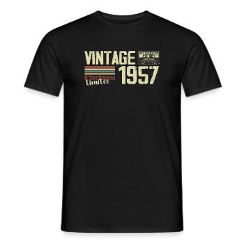 1957 Vintage Rétro Cadeau D'anniversaire 1957 - T-shirt homme - noir - Devant - AI Model Male 178 light (178cm)