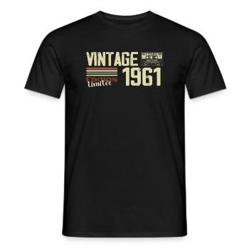 1961 Vintage Rétro Cadeau D'anniversaire 1961 - T-shirt homme - noir - Devant - AI Model Male 178 light (178cm)