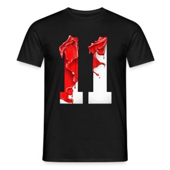 NO. 11 NUMBER 11 RED WHITE 11TH BIRTHDAY - Men's T-Shirt - black - Front - AI Model Male 178 light (178cm)