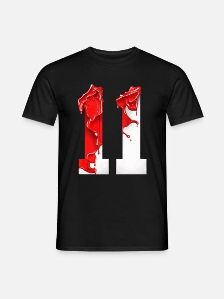 NR. 11 NUMMER 11 ROT WEIß 11. GEBURTSTAG - Männer T-Shirt - Schwarz