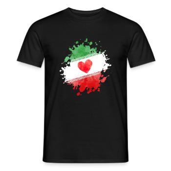 iran flag heart - Men's T-Shirt - black - Front - AI Model Male 178 light (178cm)