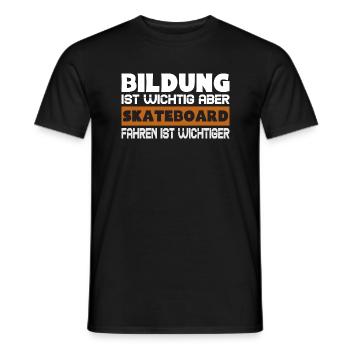 Skateboard fahren ist wichtiger als Bildung - Männer T-Shirt - Schwarz - Vorne - AI Model Male 178 light (178cm)
