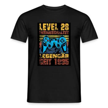 LEVEL 28, 28. Geburtstag, Legendär seit 1995 - Männer T-Shirt - Schwarz - Vorne - AI Model Male 178 light (178cm)