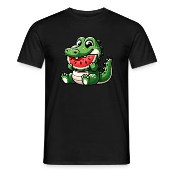 Krokodil Mit Wassermelone Fruchtig Niedlich - Männer T-Shirt - Schwarz - Vorne - AI Model Male 178 light (178cm)