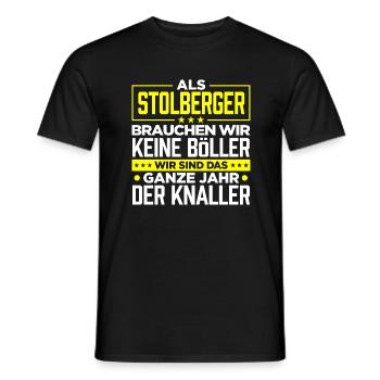 STOLBERGER - Böller - Männer T-Shirt - Schwarz - Vorne - AI Model Male 178 light (178cm)