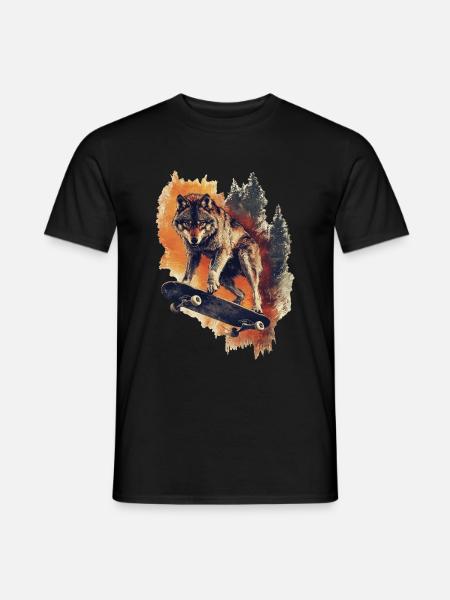Wolf Skateboard - T-shirt homme - noir