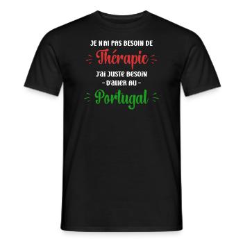 Pas besoin de thérapie portugal - T-shirt homme - noir - Devant - AI Model Male 178 light (178cm)