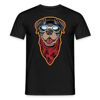 Rottweiler Biker - le Cool Rottie - T-shirt homme - noir - Devant - AI Model Male 178 light (178cm)