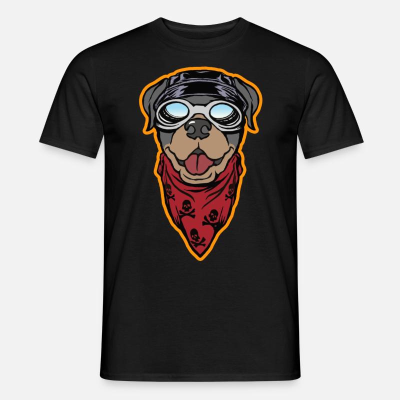 Rottweiler Biker - der Coole Rottie - Männer T-Shirt - Schwarz
