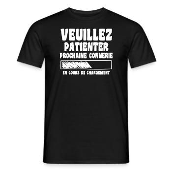 Veuillez Patienter Prochaine Connerie En Cours - T-shirt homme - noir - Devant - AI Model Male 178 light (178cm)