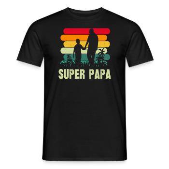 super papa - T-shirt homme - noir - Devant - AI Model Male 178 light (178cm)