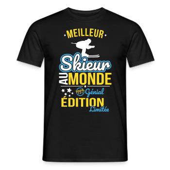 Der beste Skifahrer der Welt - 100% genial - Männer T-Shirt - Schwarz - Vorne - AI Model Male 178 light (178cm)
