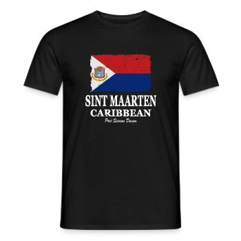 Flag of Sint Maarten - Sint Maarten Flagge - Männer T-Shirt - Schwarz - Vorne - AI Model Male 178 light (178cm)