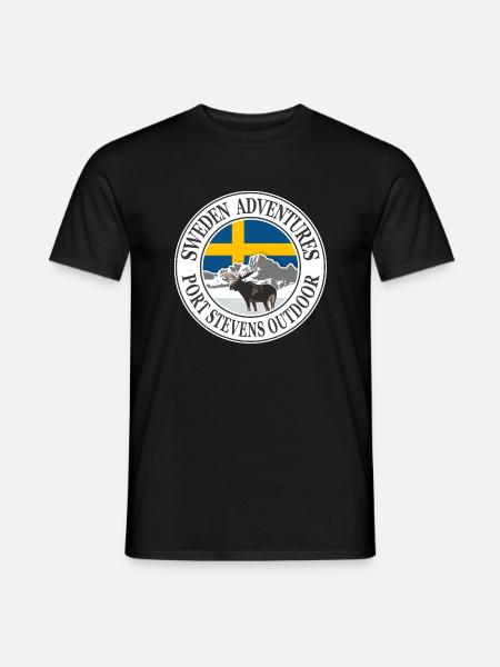 Zweden Adventures - Zweedse vlag & eland - Heren T-shirt - zwart