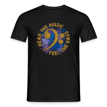 Feel the bass. Bass clef - Men's T-Shirt - black - Front - AI Model Male 178 light (178cm)