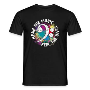 Feel the bass. Bass clef - Men's T-Shirt - black - Front - AI Model Male 178 light (178cm)