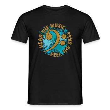 Feel the bass. Bass clef - Men's T-Shirt - black - Front - AI Model Male 178 light (178cm)