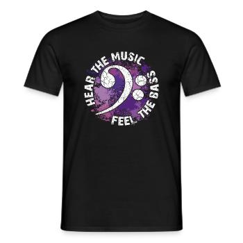 Feel the bass. Bass clef - Men's T-Shirt - black - Front - AI Model Male 178 light (178cm)
