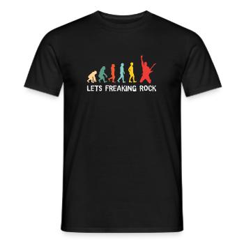 Freaking Rock Evolution - Guitar, Rock n Roll - Men's T-Shirt - black - Front - AI Model Male 178 light (178cm)