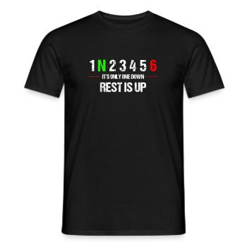 Only one down - Motocross, Enduro, Biker, Motorcycle - Men's T-Shirt - black - Front - AI Model Male 178 light (178cm)