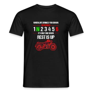 Only one down - Motocross, Enduro, Biker, Motorcycle - Men's T-Shirt - black - Front - AI Model Male 178 light (178cm)