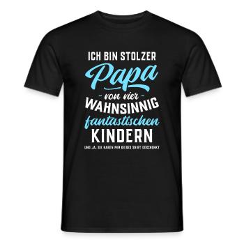 Ich bin stolzer Papa von 4 fantastischen Kindern - Männer T-Shirt - Schwarz - Vorne - AI Model Male 178 light (178cm)